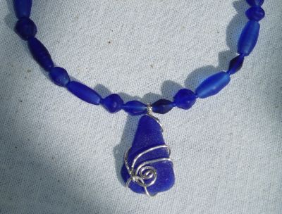 Blue Sea Glass Necklace © Janet Woodcock 2005